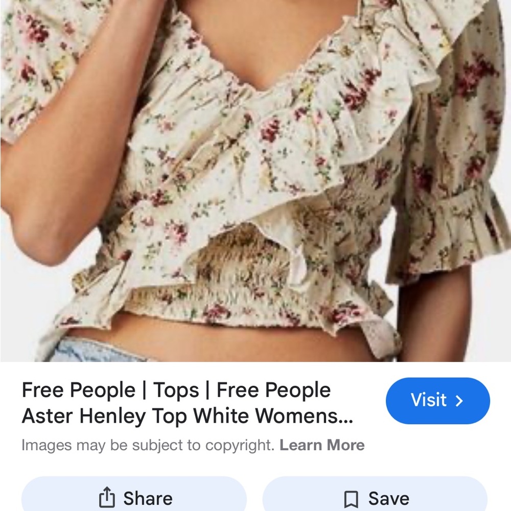 Free People FP Women’s Aster Floral Favorite Girl Ruffled Smocked Top Large L - Picture 6 of 14